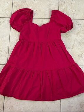 And Now This - Hot Pink Puff Sleeve Dress – Size Medium